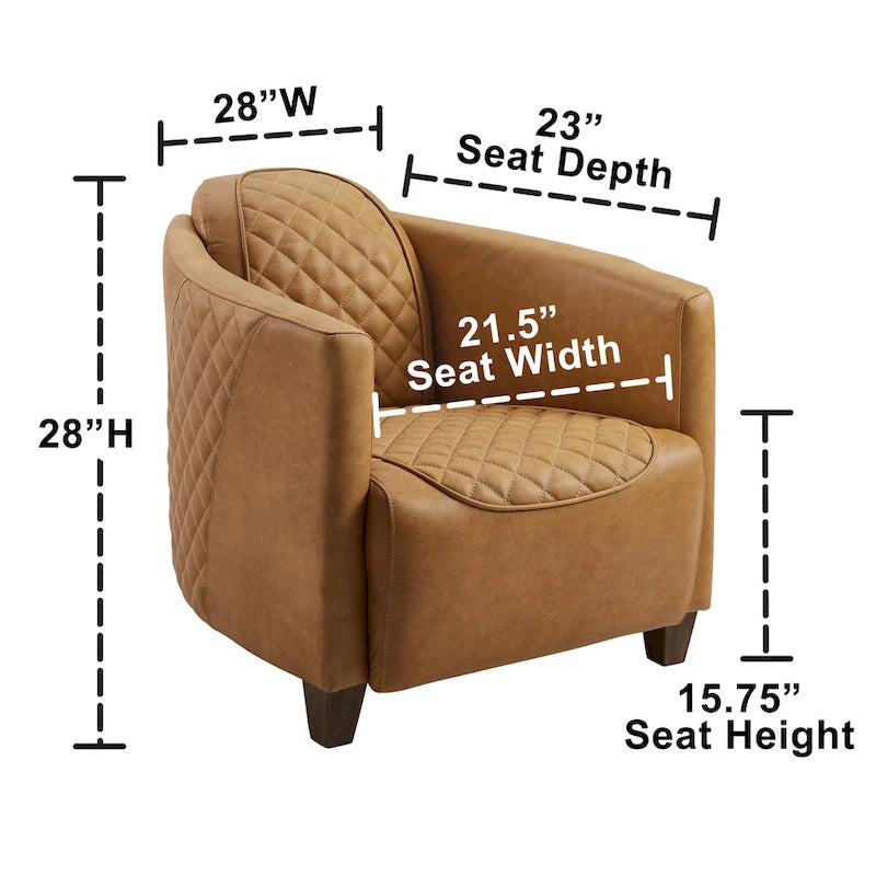 Fauteuil d’appoint industriel rétro en cuir pleine fleur et aluminium