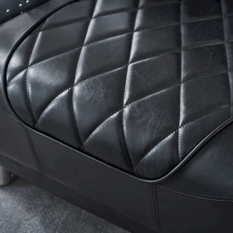 Fauteuil d’appoint industriel rétro en cuir pleine fleur et aluminium