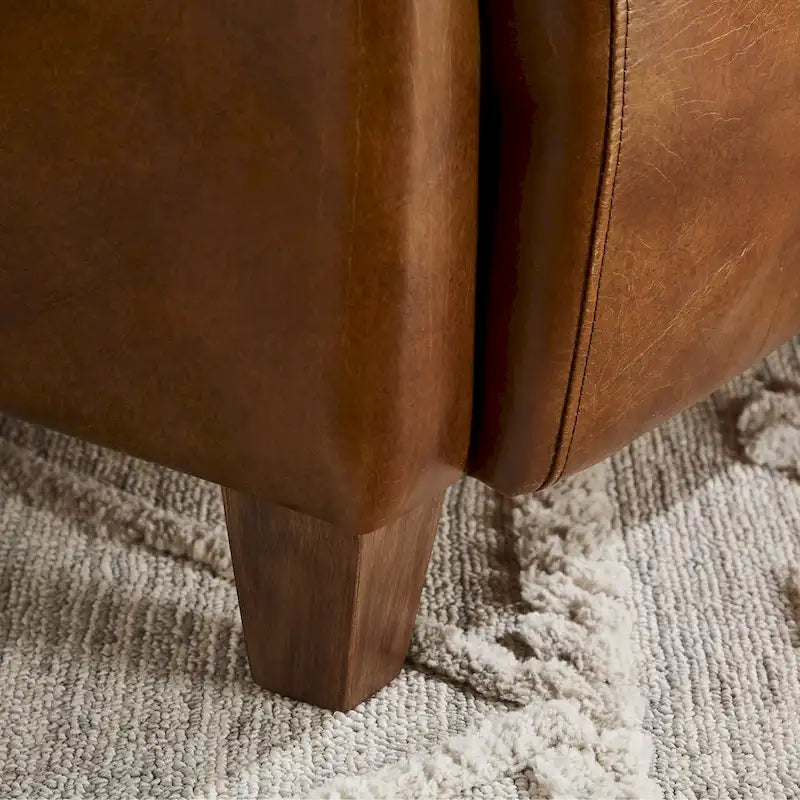 Fauteuil d’appoint industriel rétro en cuir pleine fleur et aluminium