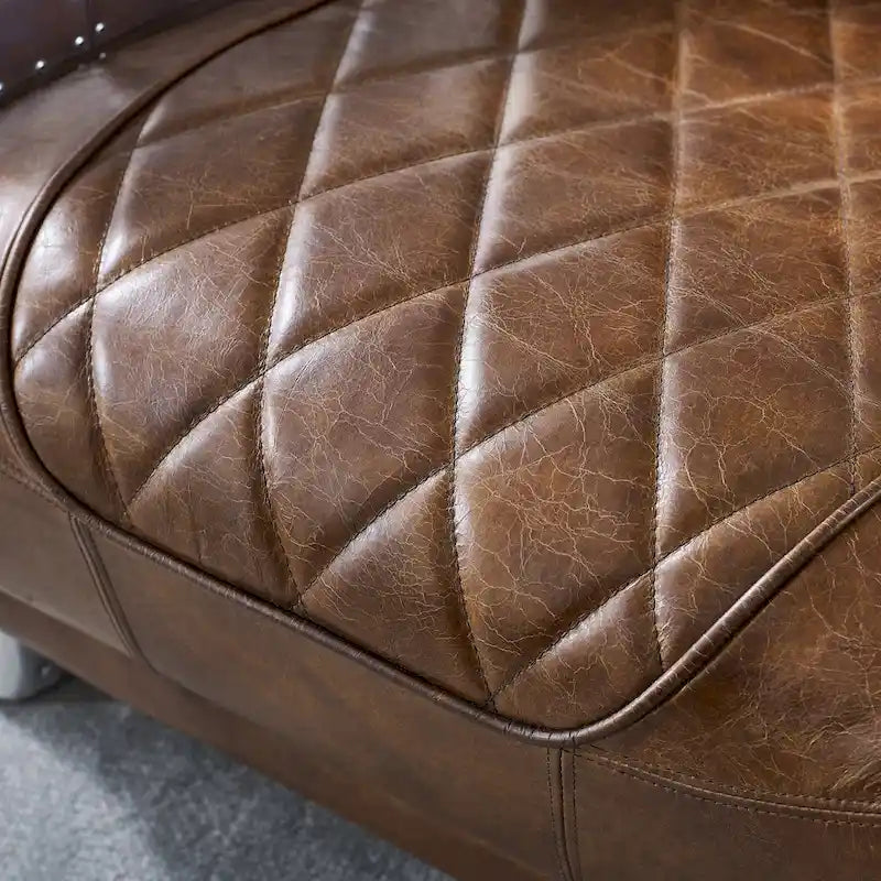 Fauteuil d’appoint industriel rétro en cuir pleine fleur et aluminium