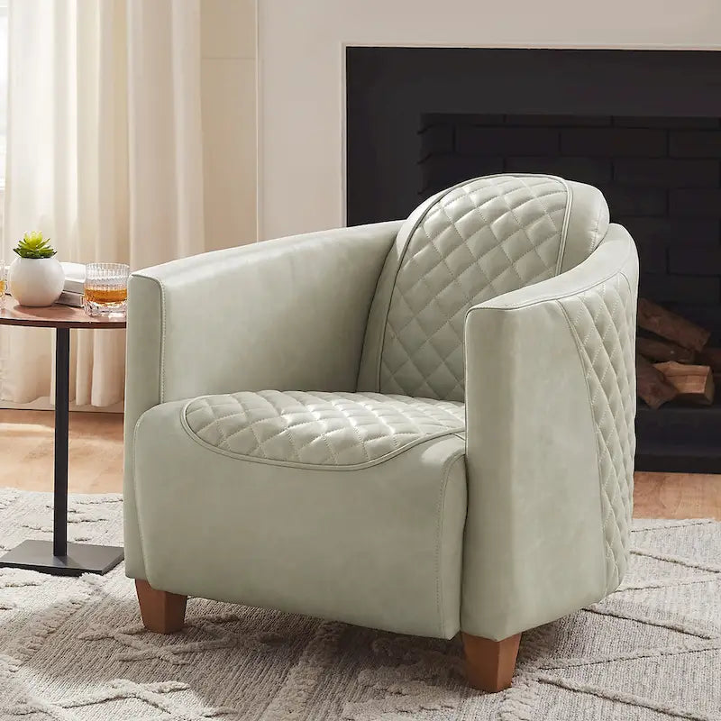 Fauteuil d’appoint industriel rétro en cuir pleine fleur et aluminium