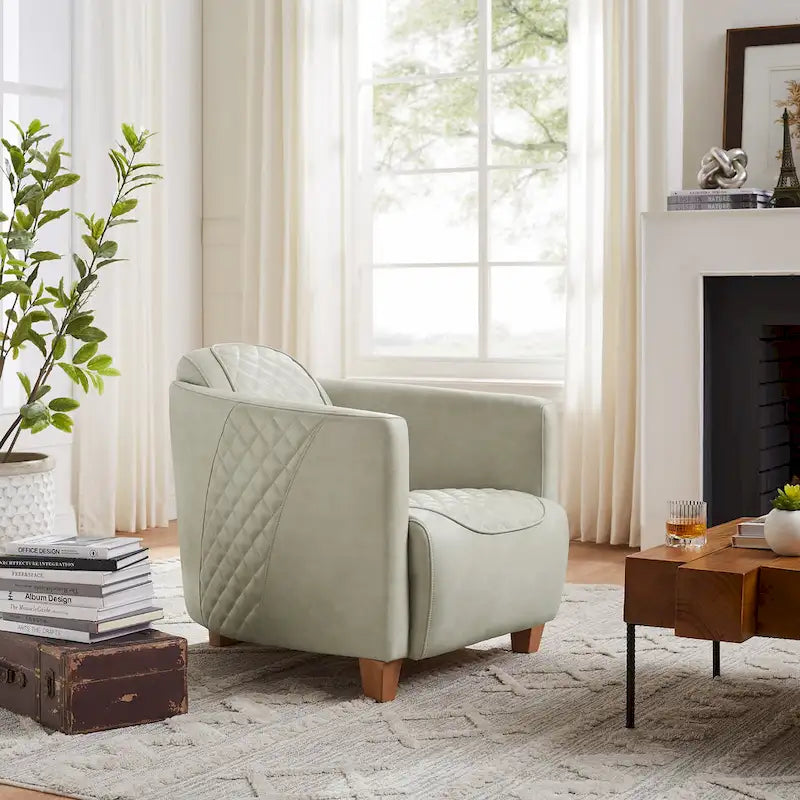 Fauteuil d’appoint industriel rétro en cuir pleine fleur et aluminium