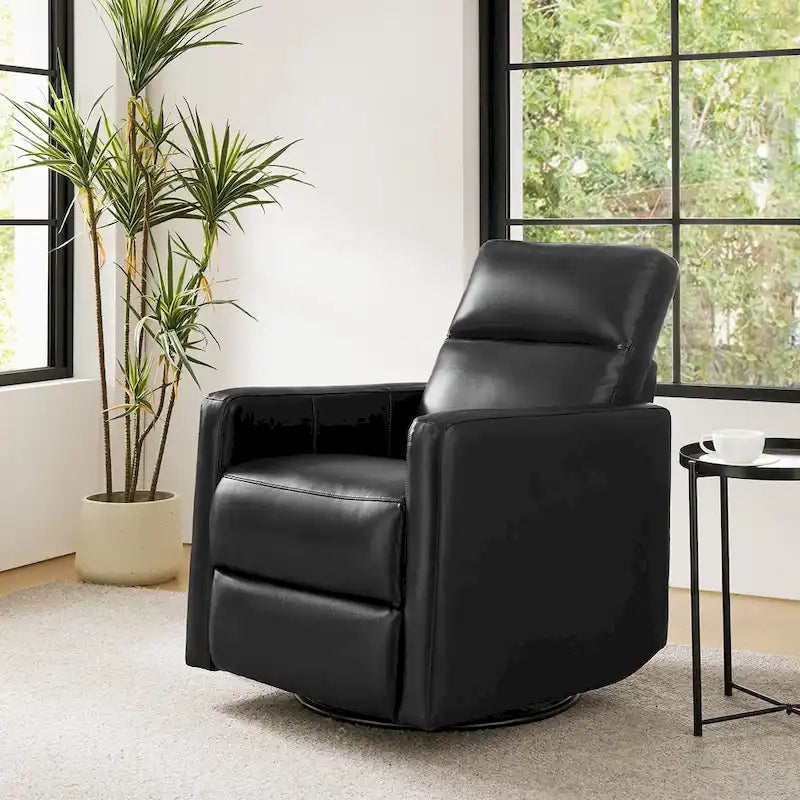 Moderner drehbarer Relaxsessel mit Wippfunktion aus echtem Leder