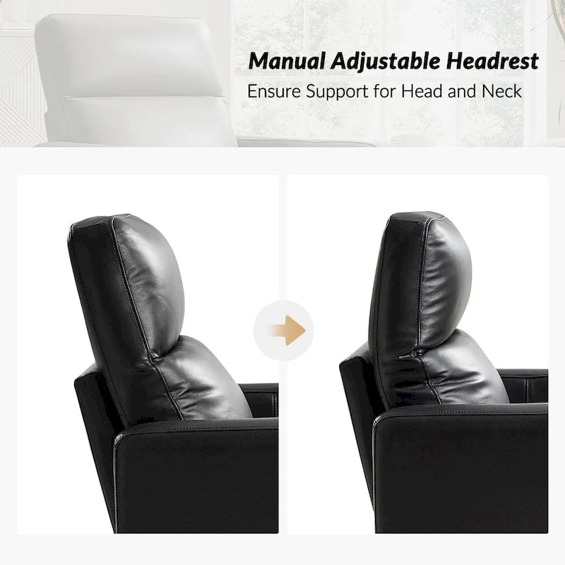 Sillón reclinable mecedora giratorio moderno de cuero genuino