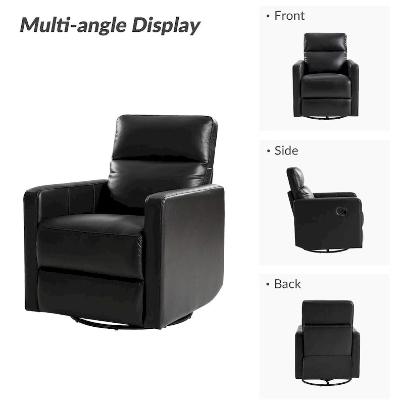 Sillón reclinable mecedora giratorio moderno de cuero genuino