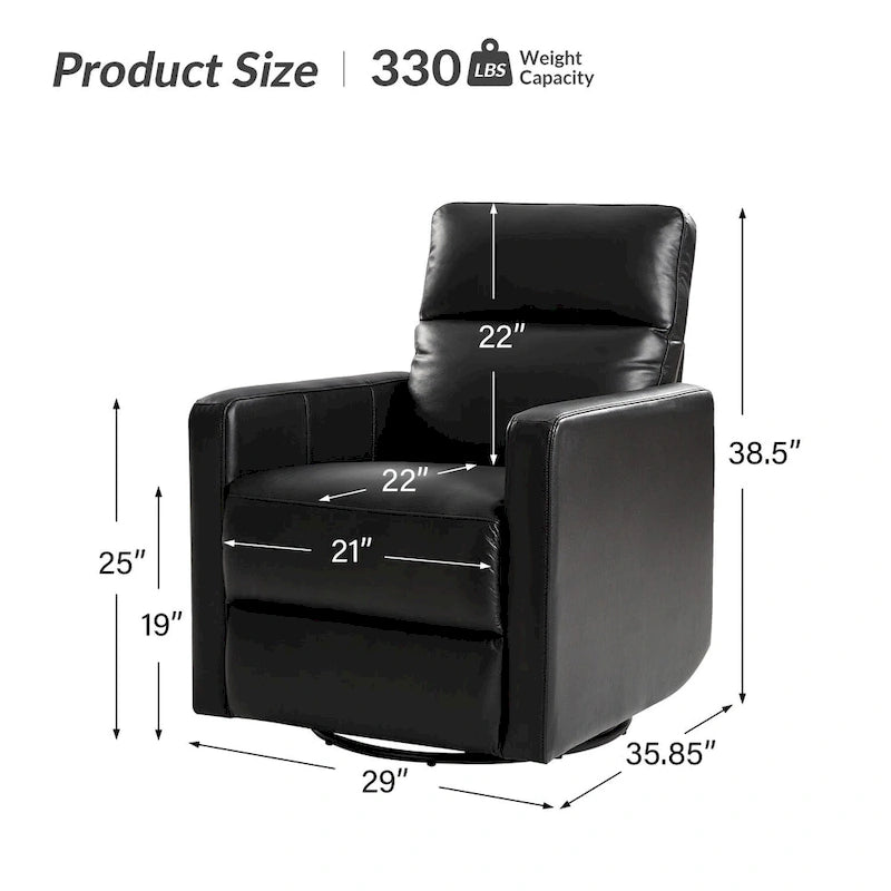 Sillón reclinable mecedora giratorio moderno de cuero genuino