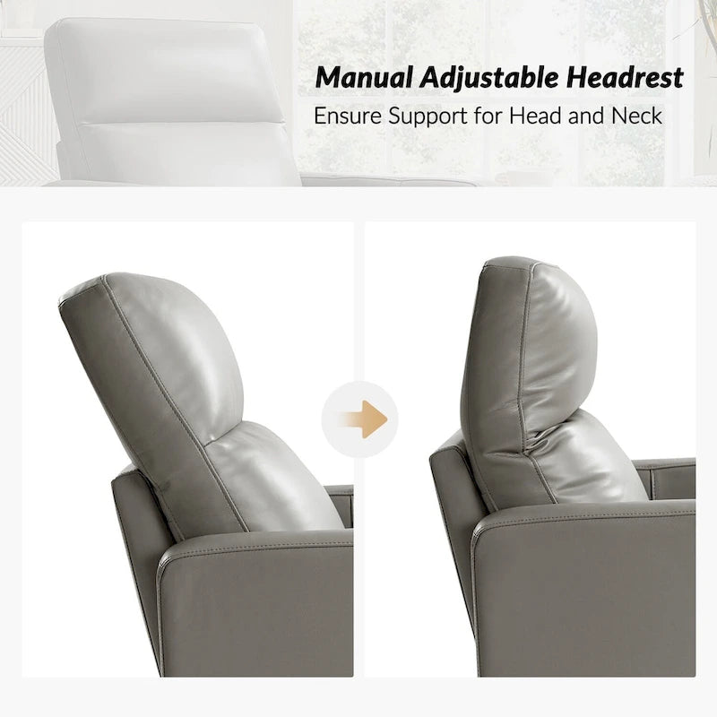Sillón reclinable mecedora giratorio moderno de cuero genuino