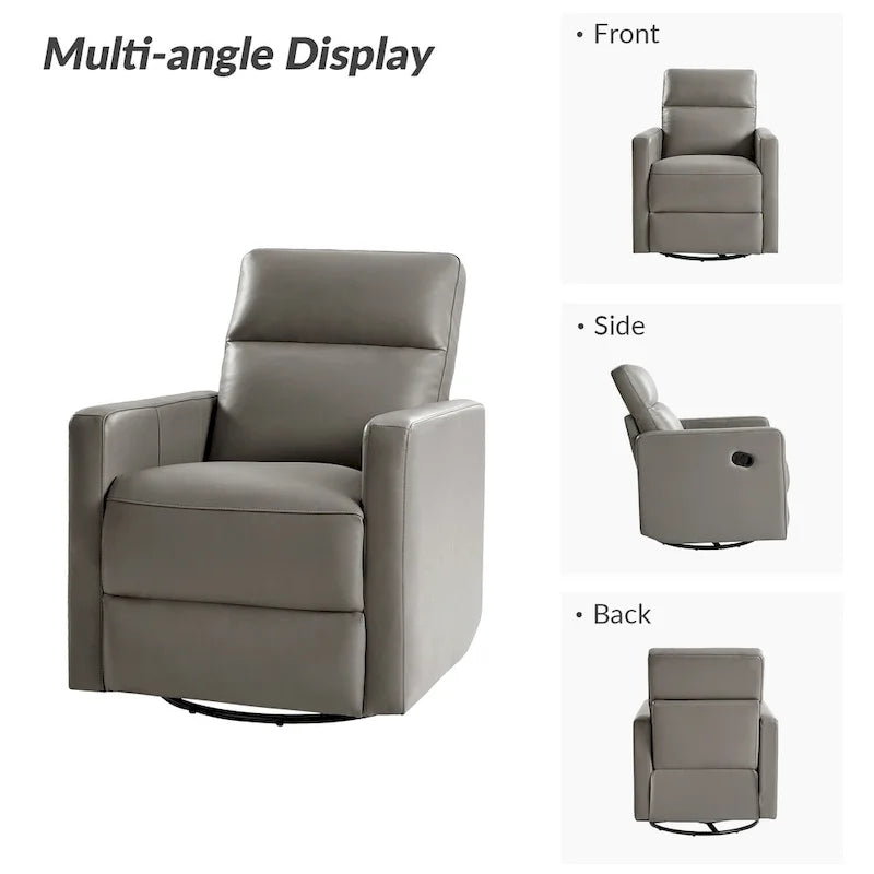 Sillón reclinable mecedora giratorio moderno de cuero genuino