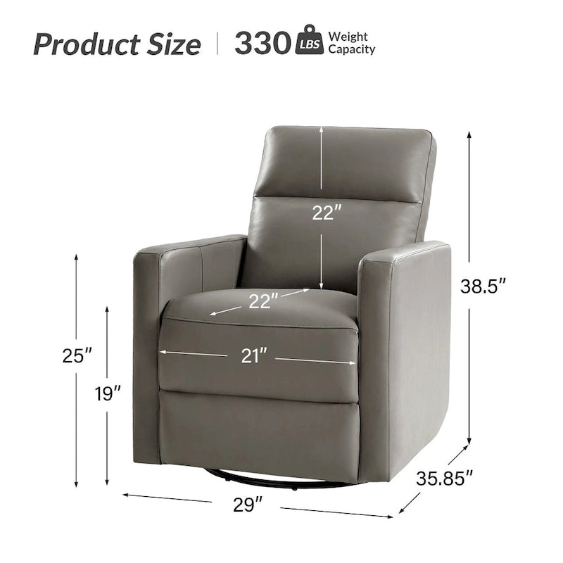 Sillón reclinable mecedora giratorio moderno de cuero genuino