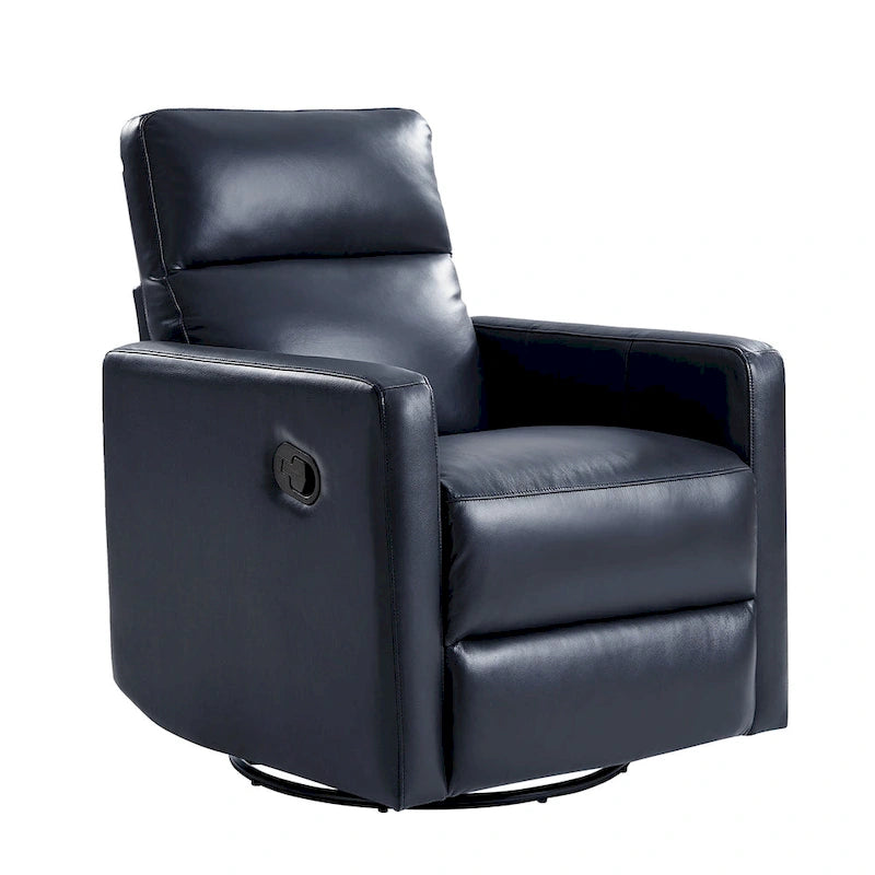 Sillón reclinable mecedora giratorio moderno de cuero genuino