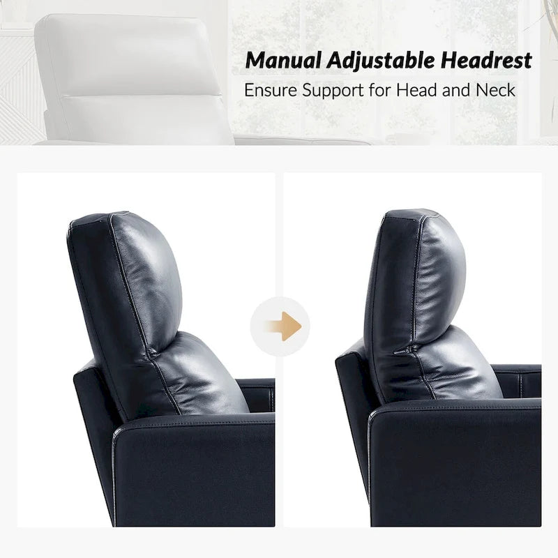 Sillón reclinable mecedora giratorio moderno de cuero genuino