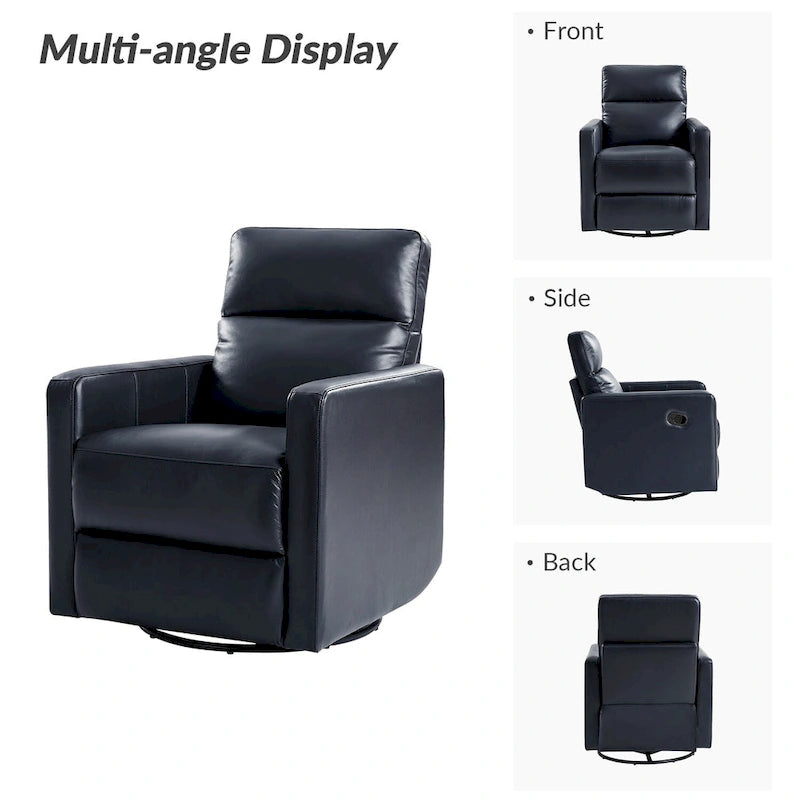 Sillón reclinable mecedora giratorio moderno de cuero genuino