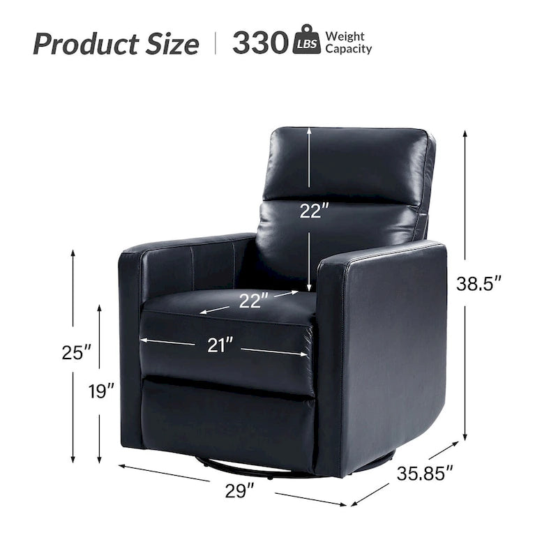 Sillón reclinable mecedora giratorio moderno de cuero genuino