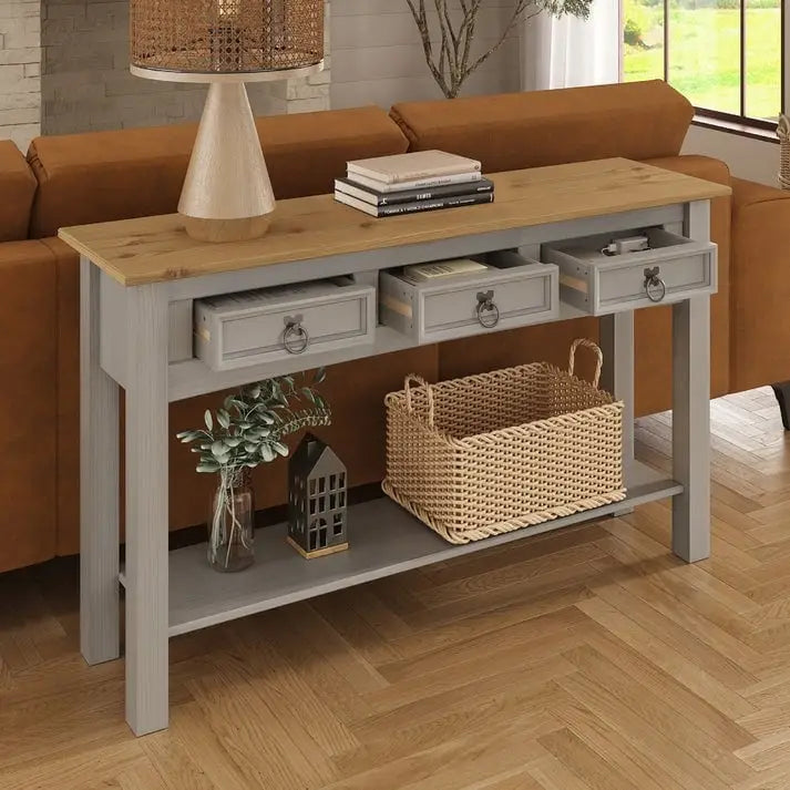 Konsolentisch aus Holz mit 3 Schubladen, Corona