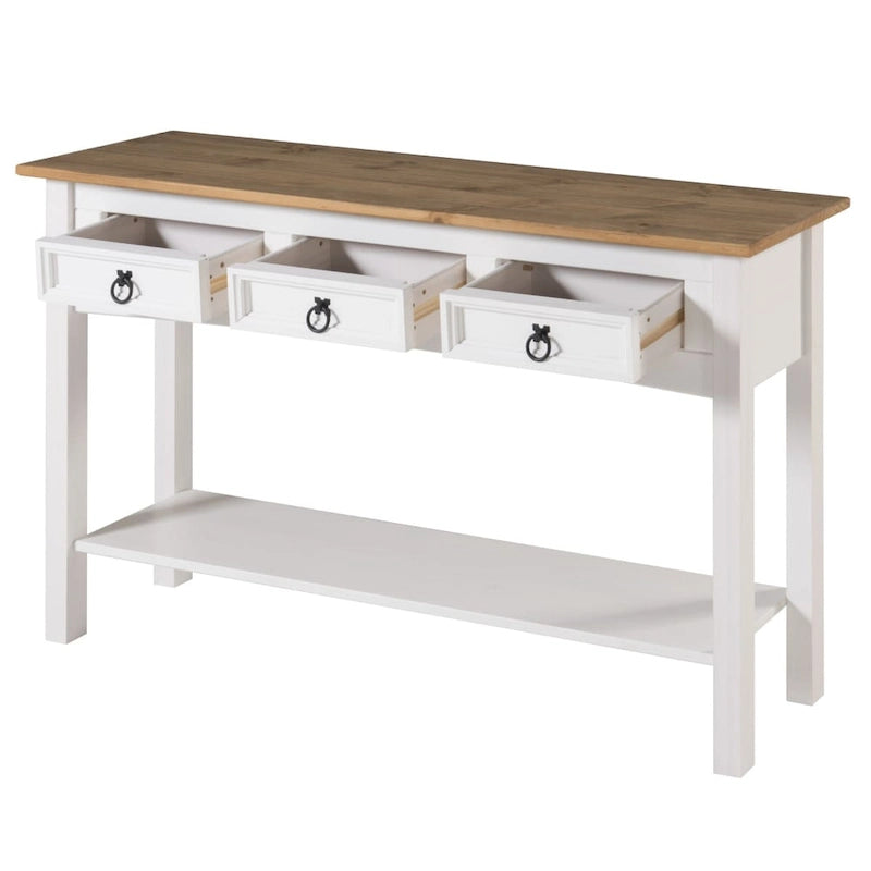 Console de couloir en bois, 3 tiroirs, Corona