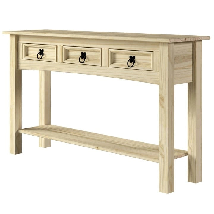 Console de couloir en bois, 3 tiroirs, Corona