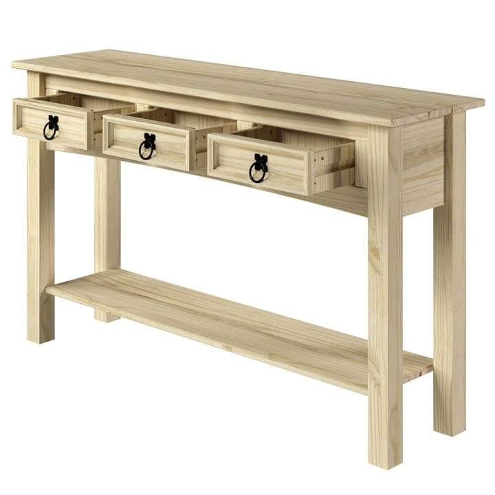 Console de couloir en bois, 3 tiroirs, Corona
