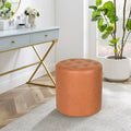 Pouf rond capitonné en similicuir, repose-pieds