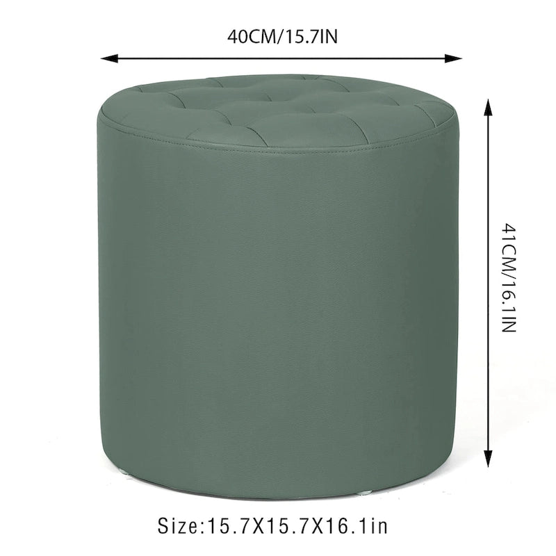 Pouf rond capitonné en similicuir, repose-pieds
