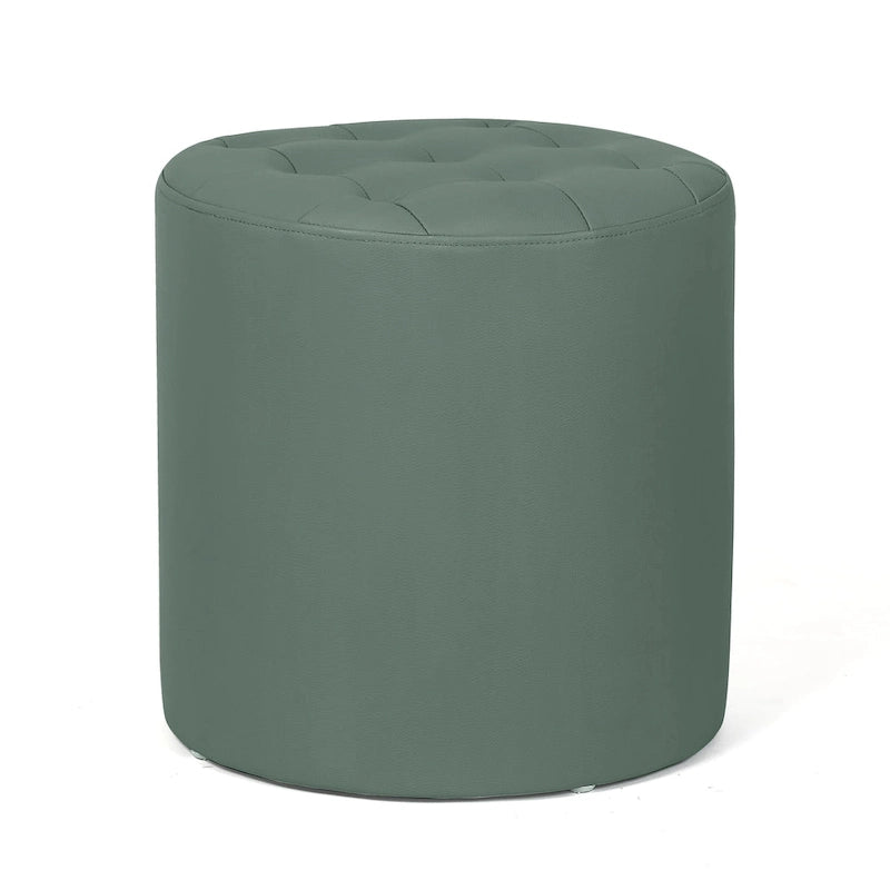 Pouf rond capitonné en similicuir, repose-pieds