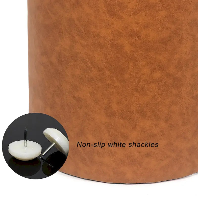 Pouf rond capitonné en similicuir, repose-pieds