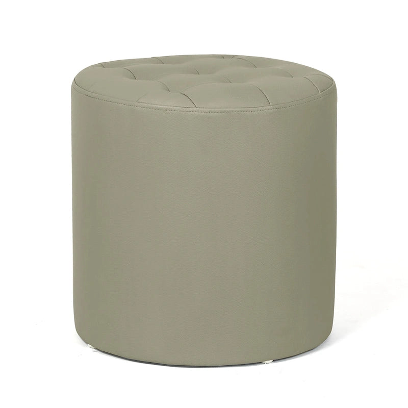 Pouf rond capitonné en similicuir, repose-pieds