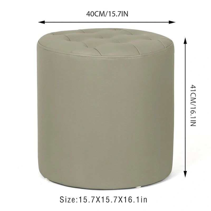 Pouf rond capitonné en similicuir, repose-pieds