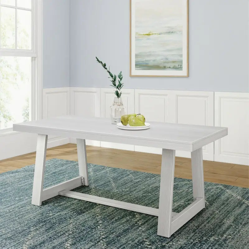 Mesa de comedor clásica de madera maciza, tablero duradero de madera natural, fácil de montar para recibir invitados en casa