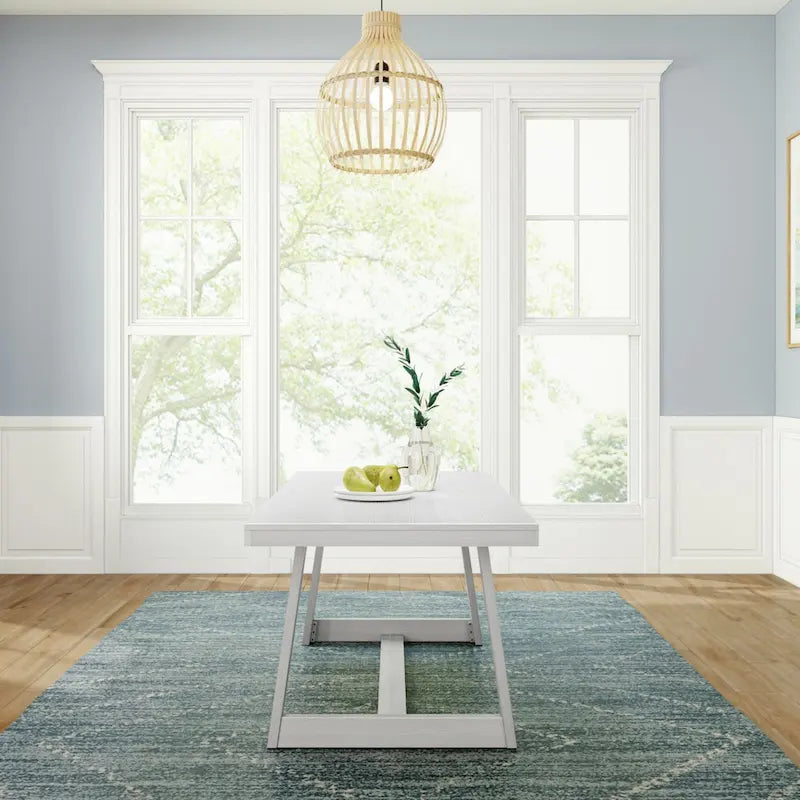 Mesa de comedor clásica de madera maciza, tablero duradero de madera natural, fácil de montar para recibir invitados en casa