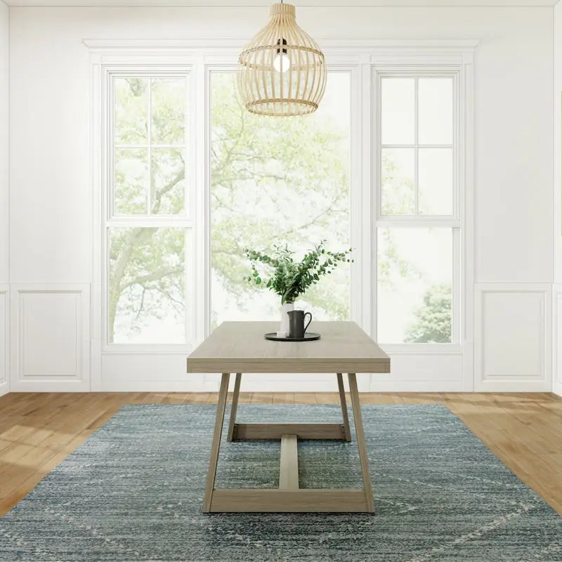 Mesa de comedor clásica de madera maciza, tablero duradero de madera natural, fácil de montar para recibir invitados en casa
