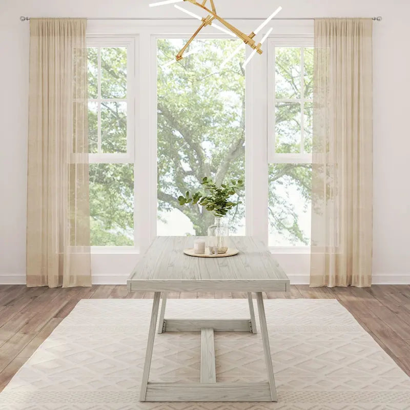 Mesa de comedor clásica de madera maciza, tablero duradero de madera natural, fácil de montar para recibir invitados en casa