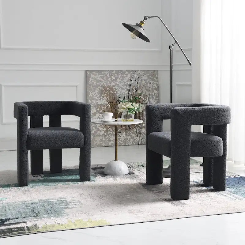 Gepolsterter Bouclé-Sessel, 24 breit (2er-Set)