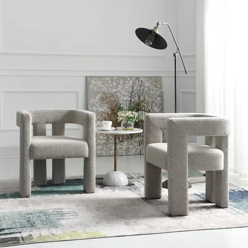Gepolsterter Bouclé-Sessel, 24 breit (2er-Set)