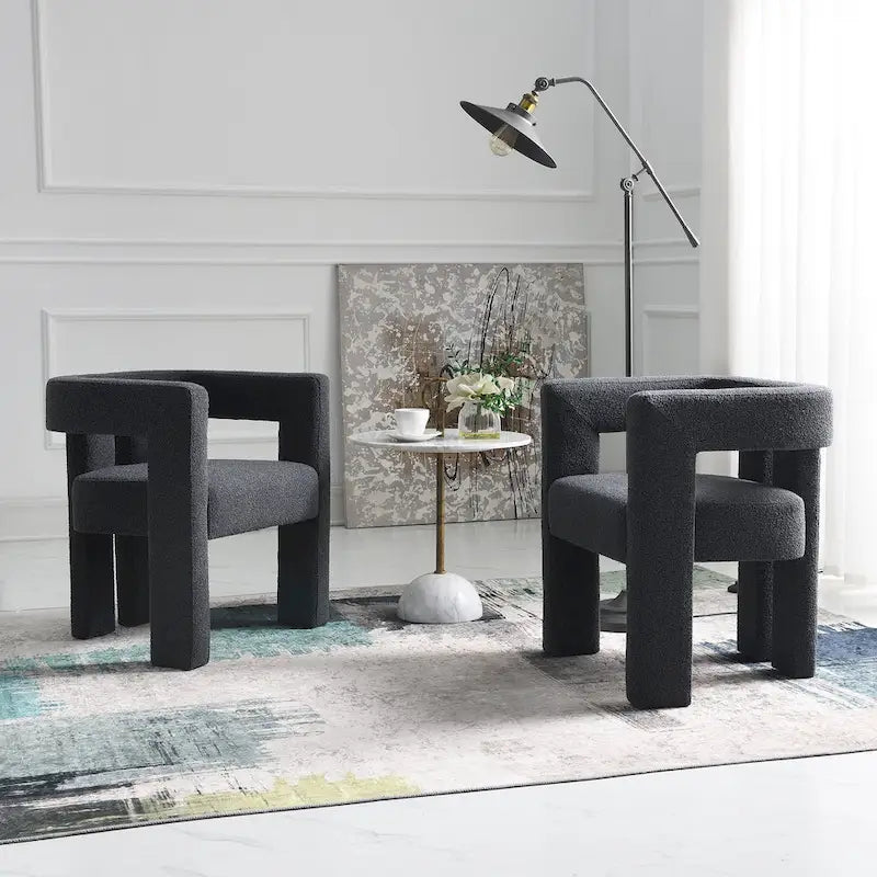 Gepolsterter Bouclé-Sessel, 24 breit (2er-Set)