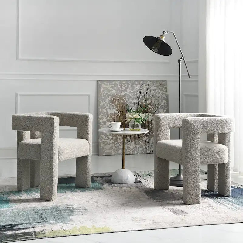 Gepolsterter Bouclé-Sessel, 24 breit (2er-Set)