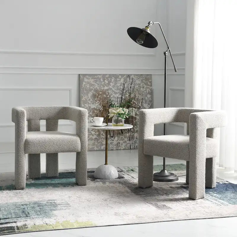 Gepolsterter Bouclé-Sessel, 24 breit (2er-Set)