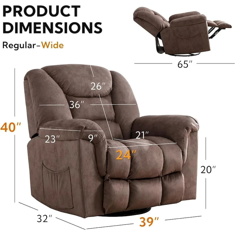 Übergroßer manueller Schaukel- und Relaxsessel, 360° drehbar, für das Wohnzimmer