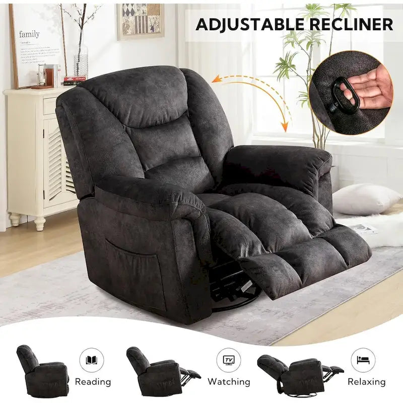 Übergroßer manueller Schaukel- und Relaxsessel, 360° drehbar, für das Wohnzimmer