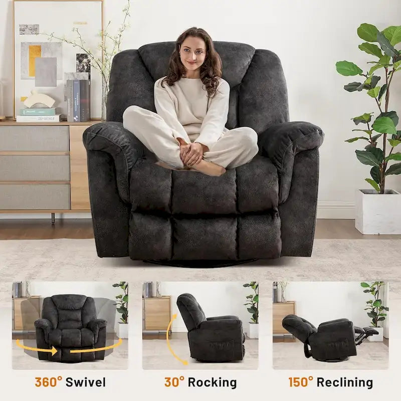 Übergroßer manueller Schaukel- und Relaxsessel, 360° drehbar, für das Wohnzimmer