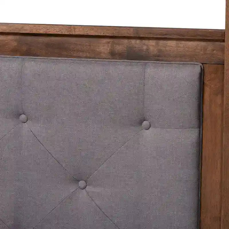 Cama con dosel de plataforma moderna y contemporánea - gris/marrón nogal
