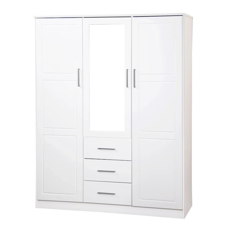 Armario ropero de 3 puertas 100 % de madera maciza, con puertas de madera maciza o espejadas