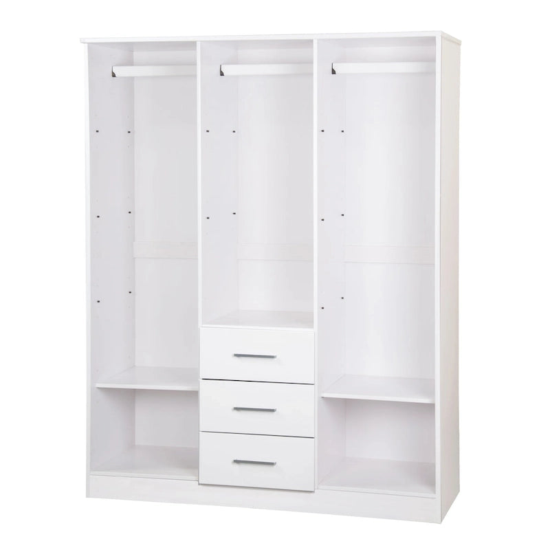 Armario ropero de 3 puertas 100 % de madera maciza, con puertas de madera maciza o espejadas