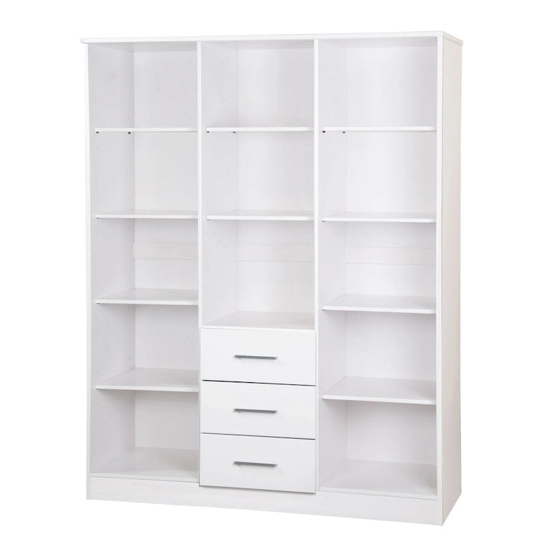Armario ropero de 3 puertas 100 % de madera maciza, con puertas de madera maciza o espejadas