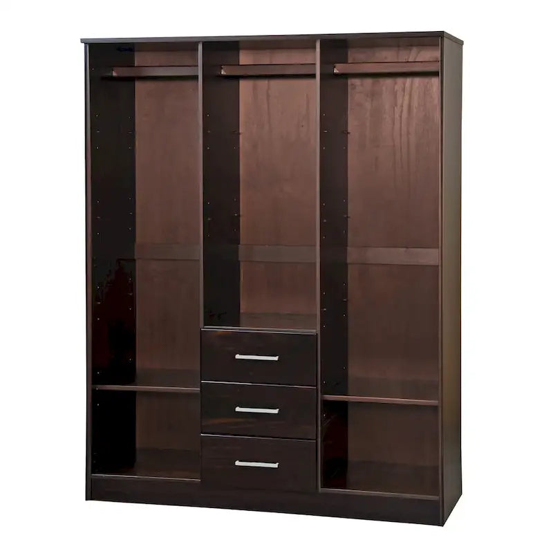 Armario ropero de 3 puertas 100 % de madera maciza, con puertas de madera maciza o espejadas