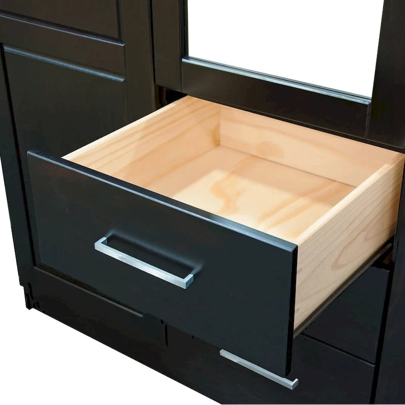 Armario ropero de 3 puertas 100 % de madera maciza, con puertas de madera maciza o espejadas