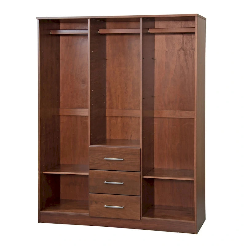 Armario ropero de 3 puertas 100 % de madera maciza, con puertas de madera maciza o espejadas