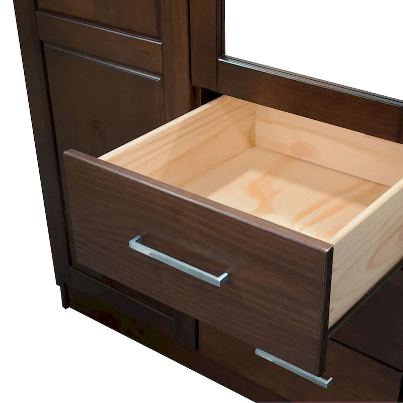 Armario ropero de 3 puertas 100 % de madera maciza, con puertas de madera maciza o espejadas