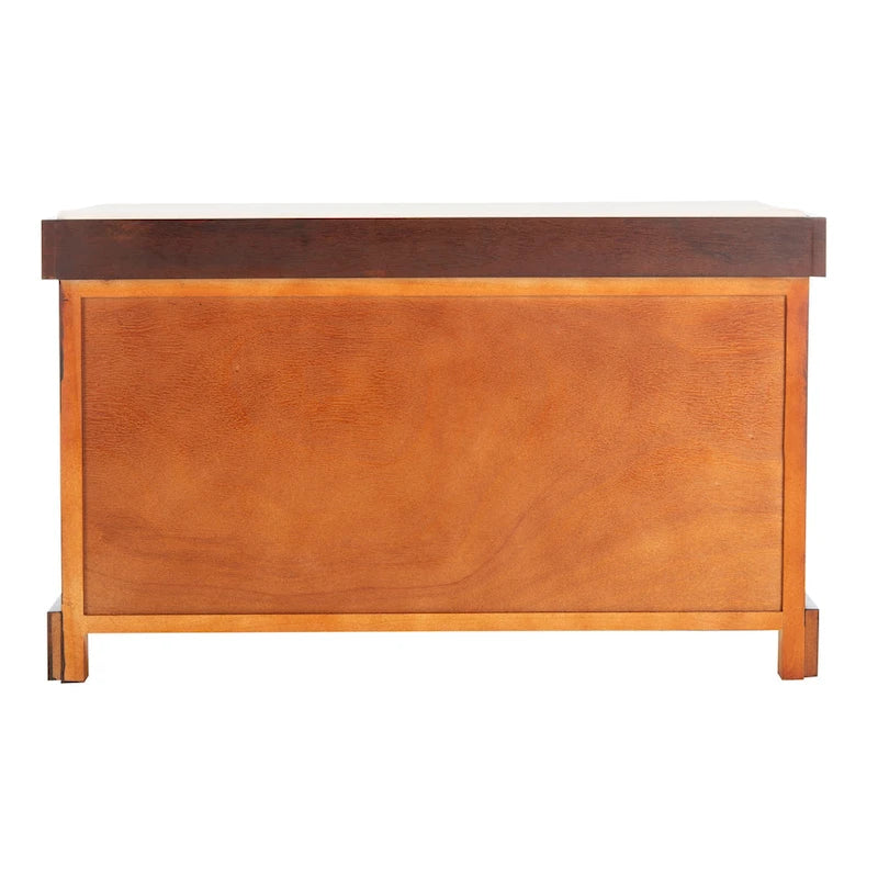 Braune Aufbewahrungsbank mit geflochtenem Korb - 33.5 x 16.1 x 19.9 - 34 B x 16 T x 20 H