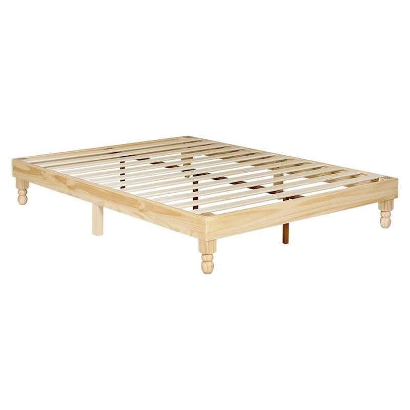 Estructura de cama de madera de 12 pulgadas, estilo elegante, con acabado natural