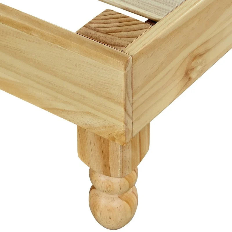 Estructura de cama de madera de 12 pulgadas, estilo elegante, con acabado natural